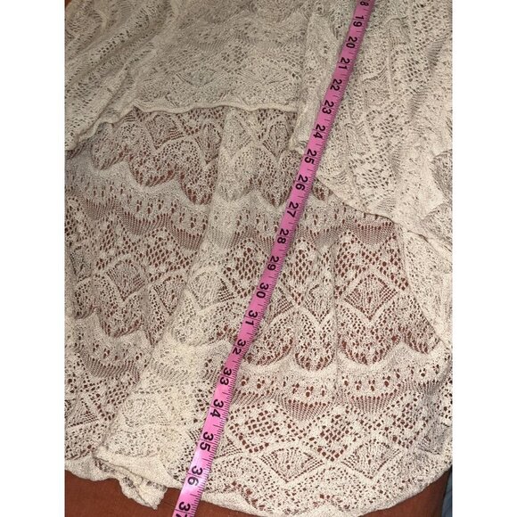 Free People Cream High Asymmetrical Turtleneck Crochet Sweater Women's Size XS - Picture 8 of 9